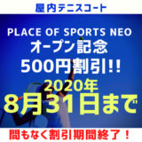 オープン記念！屋内デコターフコート500円割引は8月31日で終了です。